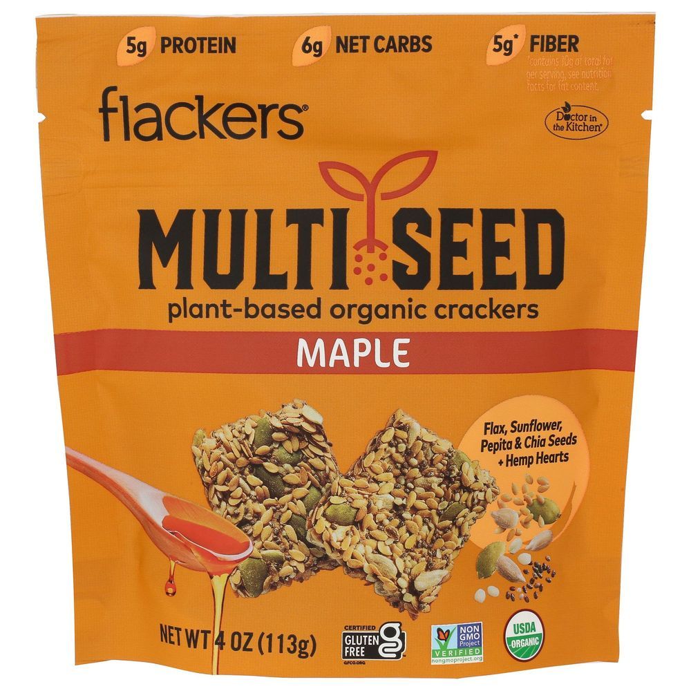 Flackers Maple Multi Seed Cracker, 4 Ounce -- 6 Per Case