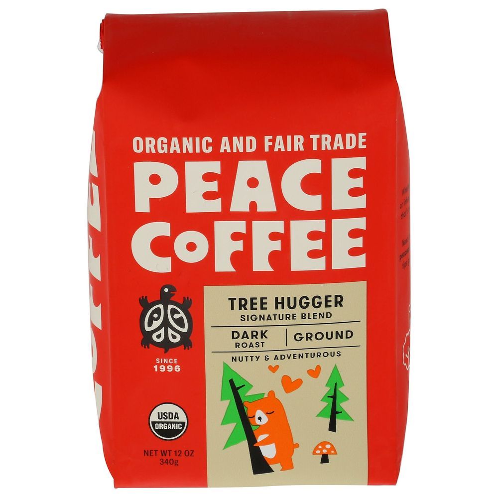 Peace Coffee Organic Tree Hugger Dark Roast Ground Coffee, 12 Ounce -- 6 Per Case