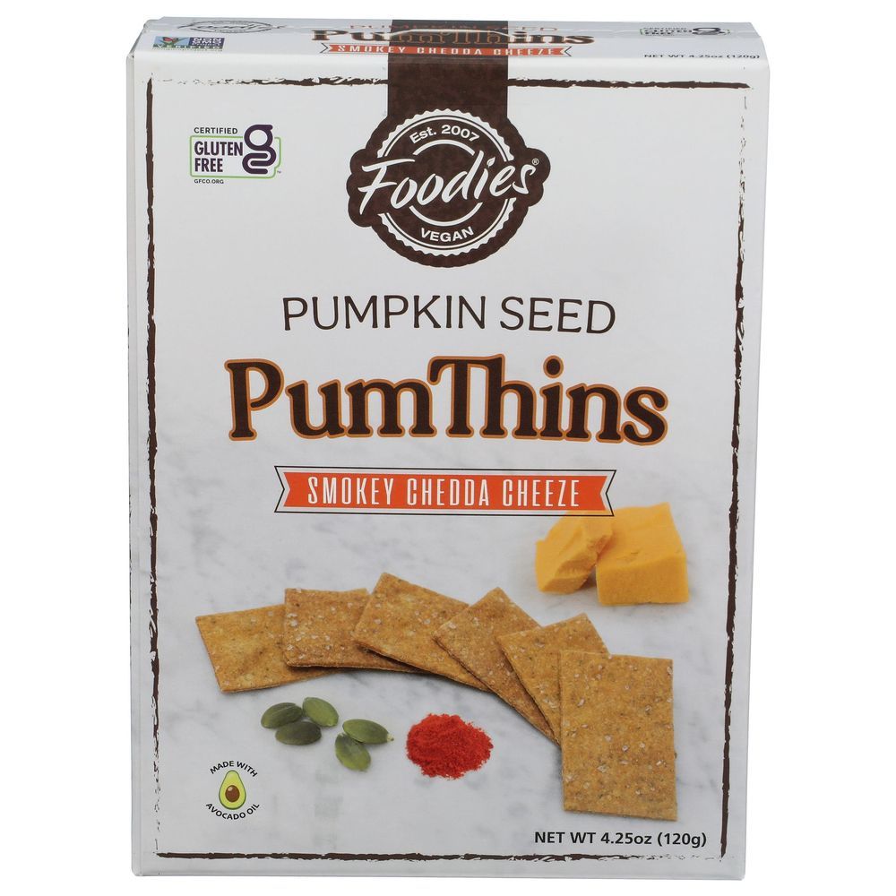 Foodies Pumthins Pumpkin Seed Smokey Cheddar Cheeze Cracker, 4.25 Ounce -- 6 Per Case