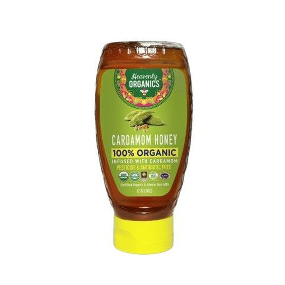 Heavenly Organics Organic Raw Cardamom Honey, 12 Ounce Squeeze Bottle -- 6 Per Case