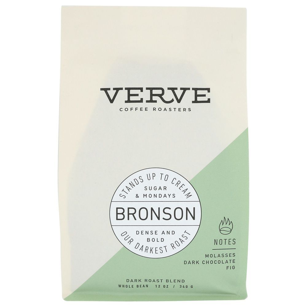 Verve Coffee Roasters Bronson Dark Roast Whole Bean Coffee, 12 Ounce -- 6 Per Case