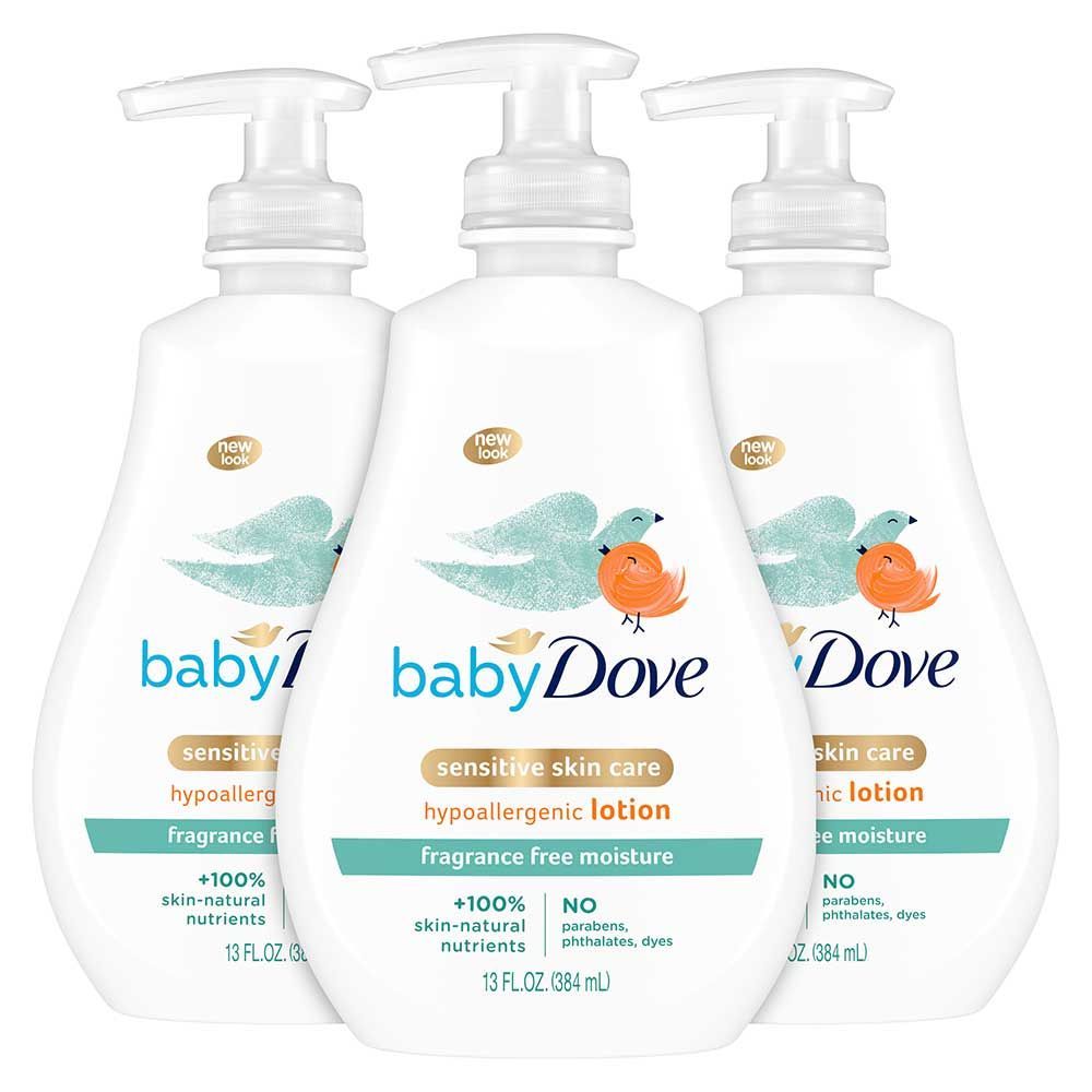 Baby Dove 13 Ounce Fragrance Free Sensitive Moisture Baby Lotion, 3 Count