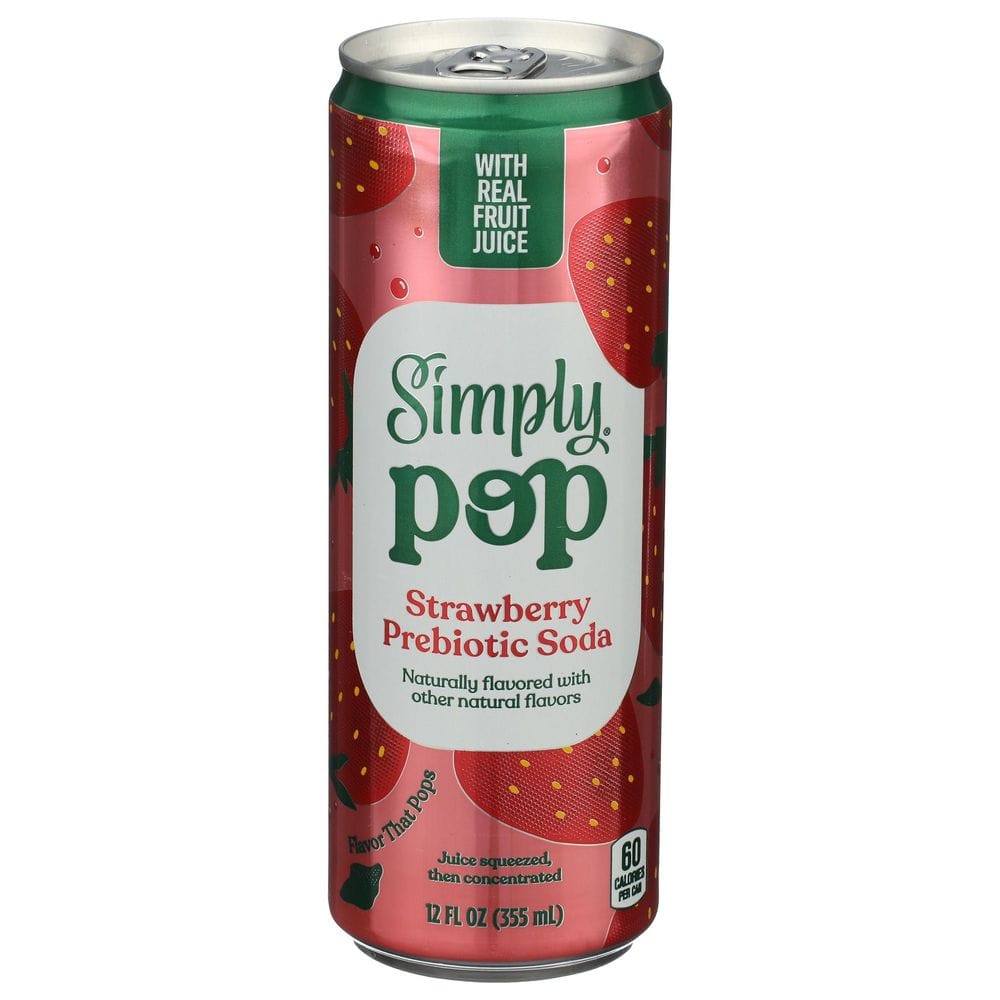 Simply Pop Strawberry Prebiotic Soda, 12 Fluid Ounce -- 12 Per Case