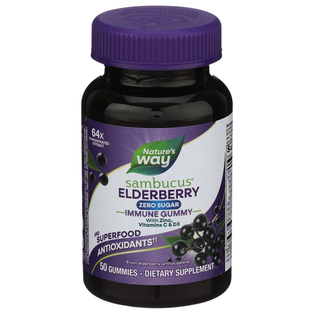 Nature's Way Sambucus Elderberry No Sugar Immune Gummy, 50 Count
