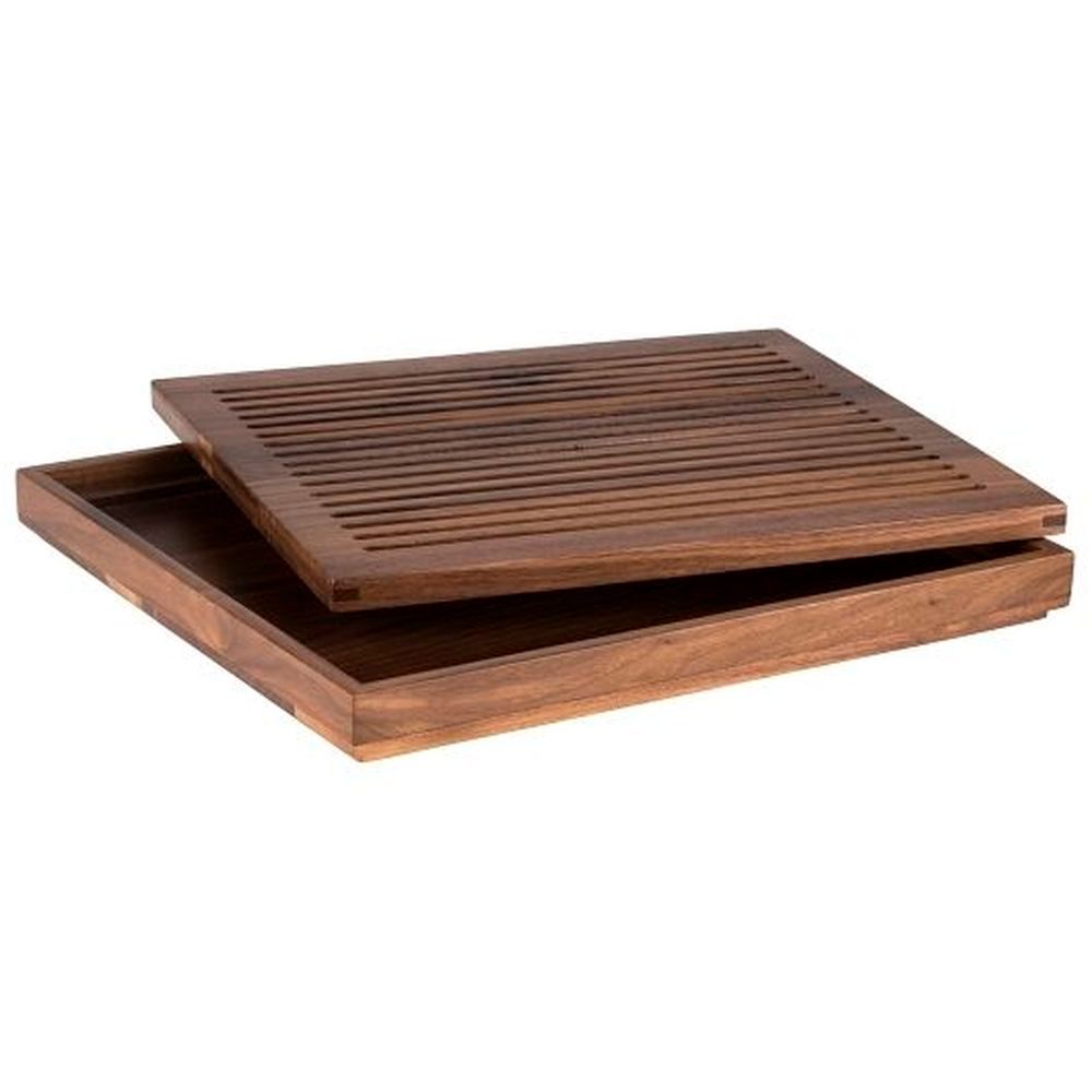 Aps Walnut Wood Brown Gn 2/3 Cutting Board With Removable Crumb Tray, 12.75 X 14 Inch