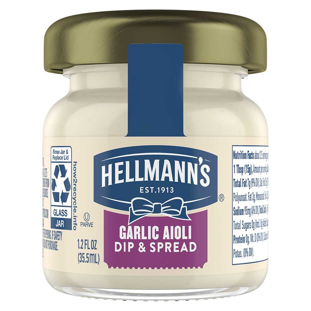Hellmanns Garlic Aioli Dip And Spread, 1.2 Fluid Ounce -- 72 Per Case