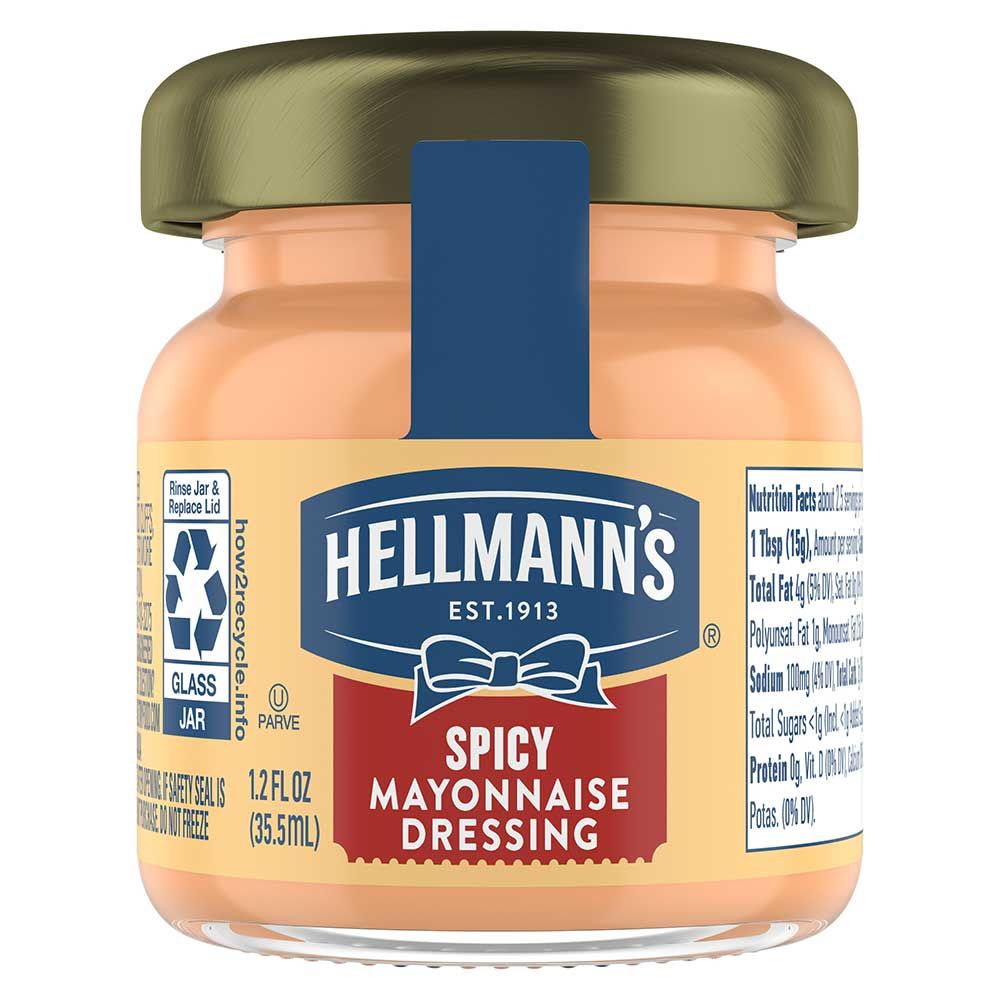 Hellmanns Spicy Mayonnaise Dressing, 1.2 Ounce -- 72 Per Case