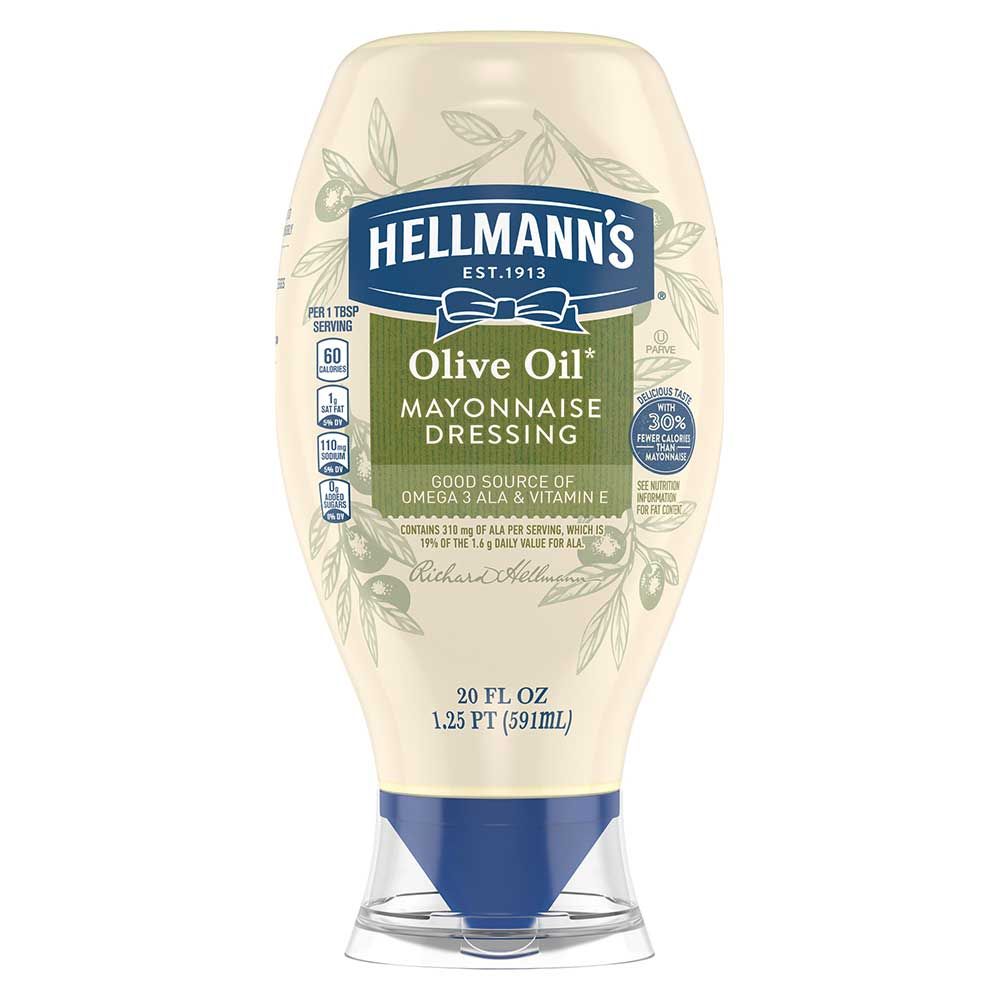 Hellmanns Olive Oil Mayonnaise Dressing, 20 Fluid Ounce -- 6 Per Case
