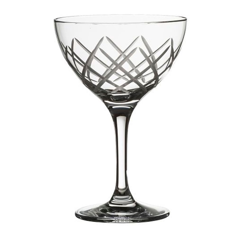 Mcc Diamond Cut Crystalline 8 Ounce Martini Cocktail Glass, 24 Count