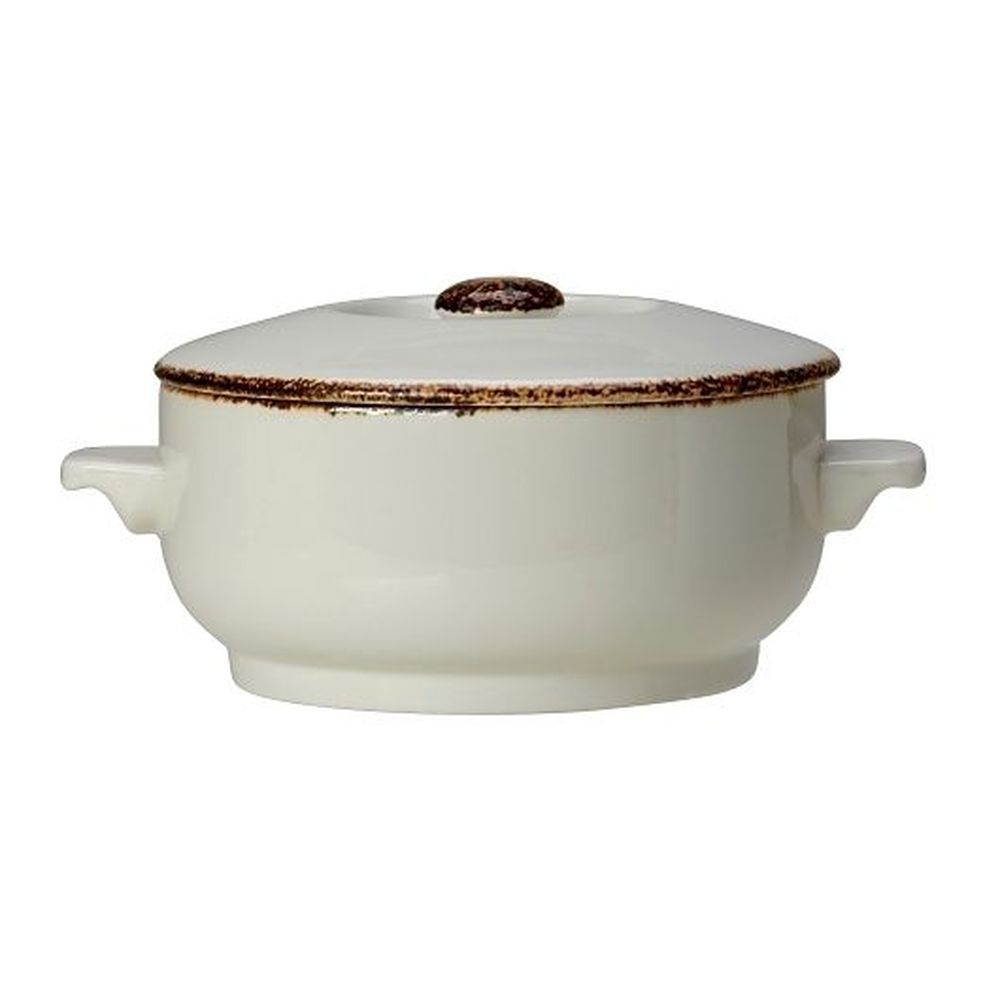 Steelite Brown Dapple Alumina Vitrified Soup Bowl Cover, 12 Count