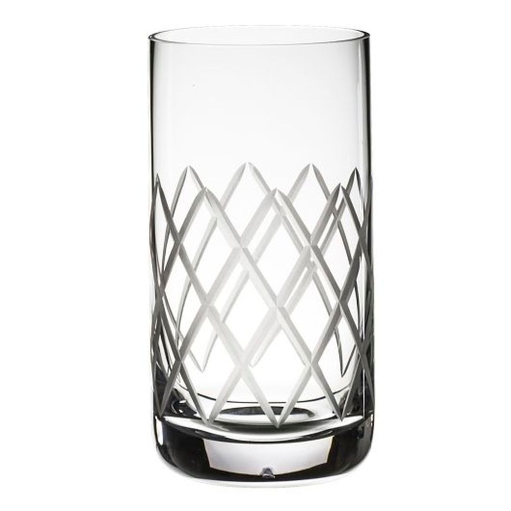 Rona Diamond Cut Glass 13.25 Ounce Highball Tumbler, 24 Count