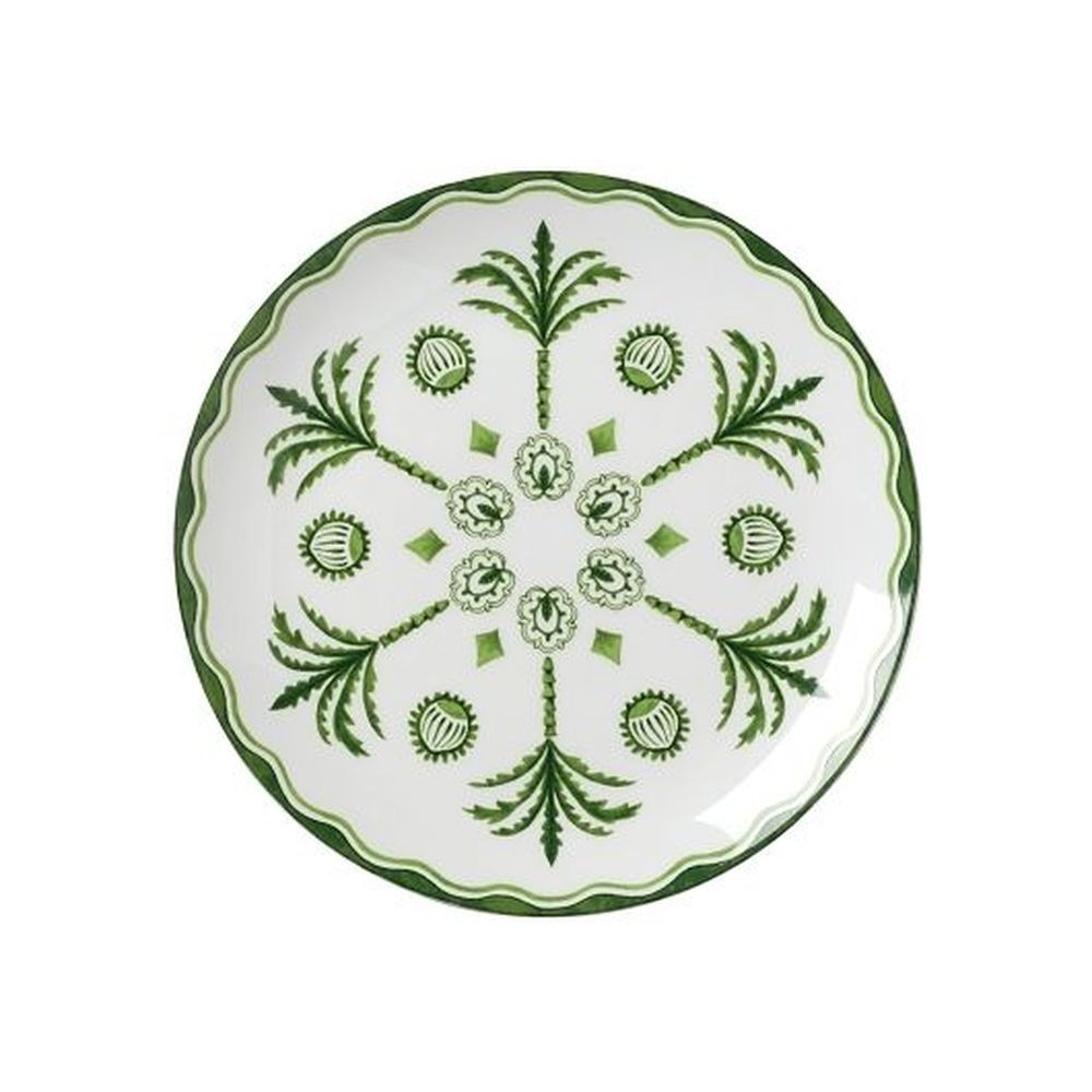 William Edwards Sultans Garden Green Bone China 8 1/4 Inch Coupe Plate, 12 Count