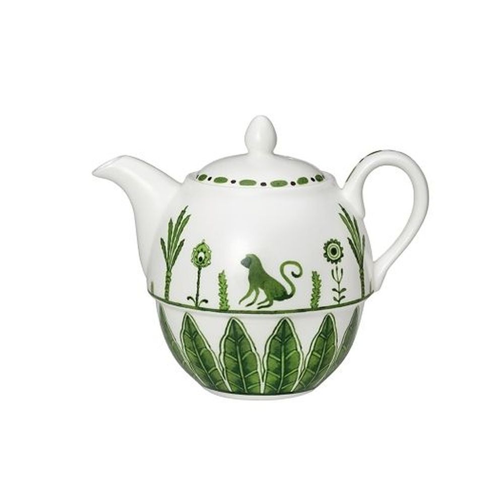 William Edwards Sultans Garden Green Bone China 16 Ounce Tea For One Teapot, 6 Count