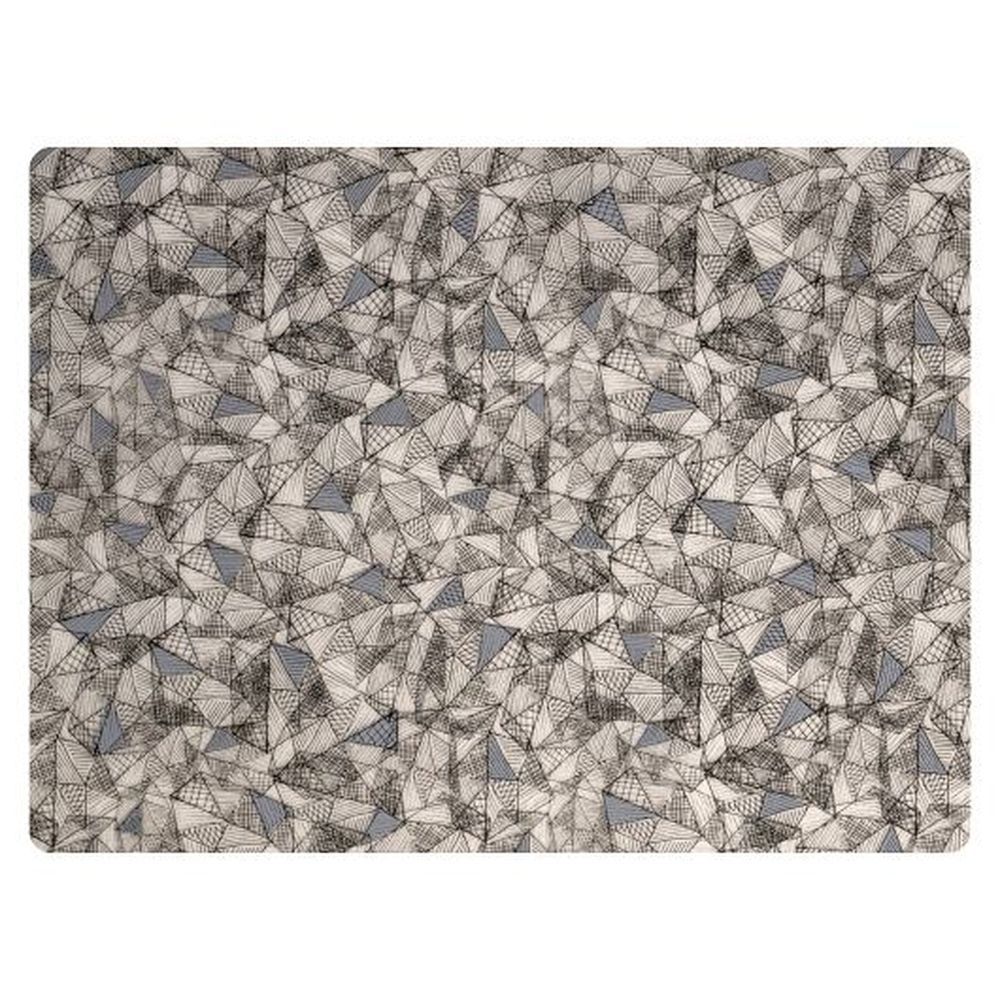 Modern Twist Black And Grey Hatch Silicone 16 X 12 Inch Placemat, 12 Count