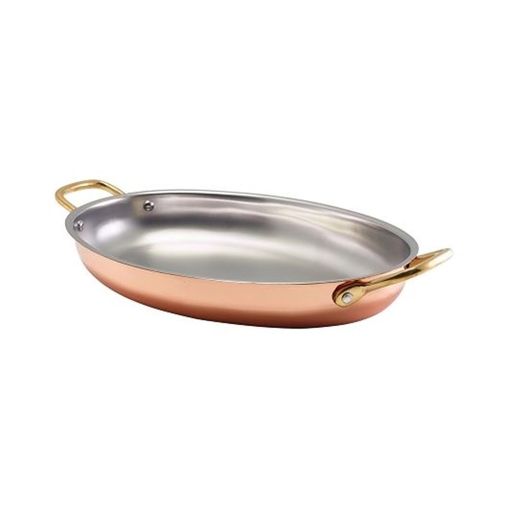 Genware Copper Finish Stainless Steel Oval Dish, 3 Count