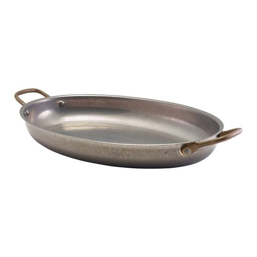 Genware Vintage Stainless Steel 1.75 Quart Oval Dish, 3 Count