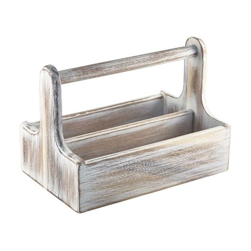 Genware White Wood 9 7/8 Inch Table Caddy, 6 Count