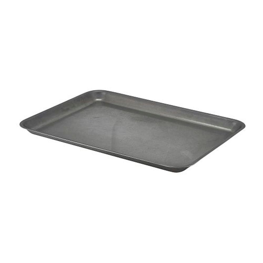 Genware Vintage 14.75 Inch Stainless Steel Tray, 12 Count