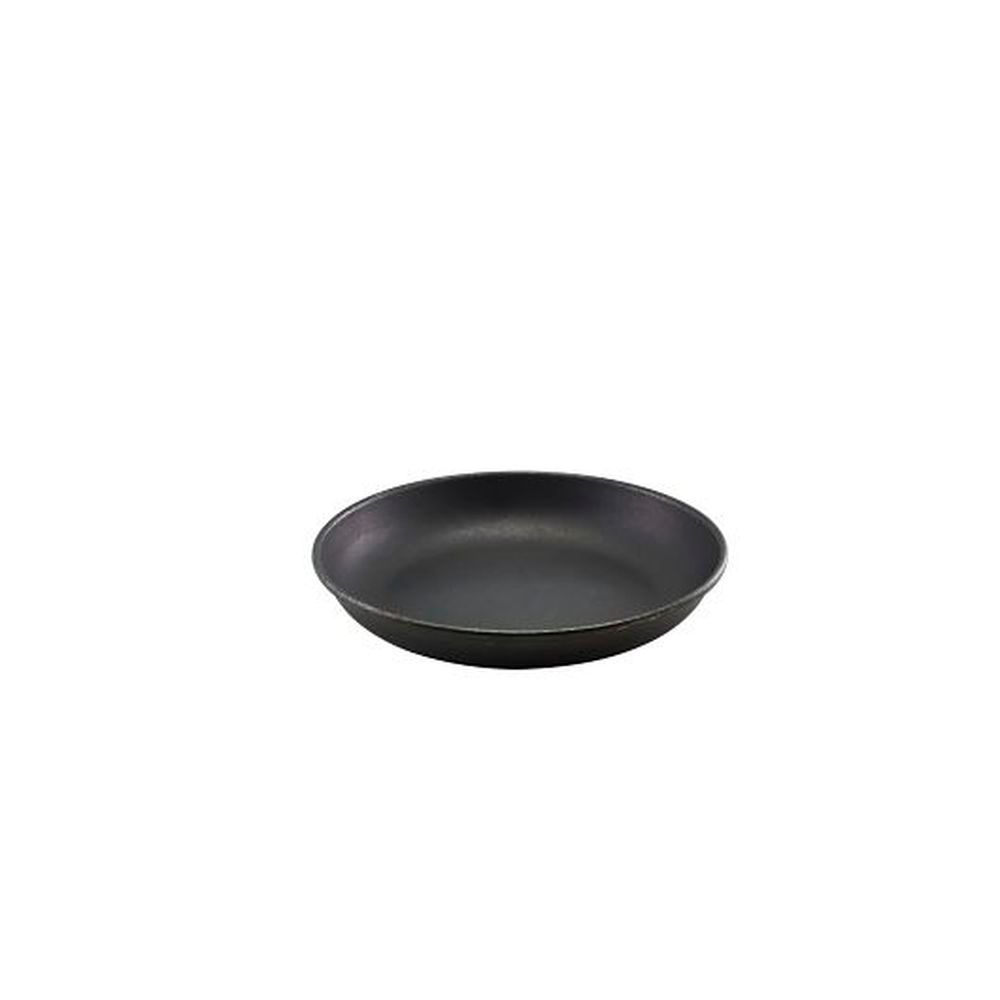 Genware Vintage Black 18/0 Stainless Steel 8.125 Inch Coupe Plate, 12 Count