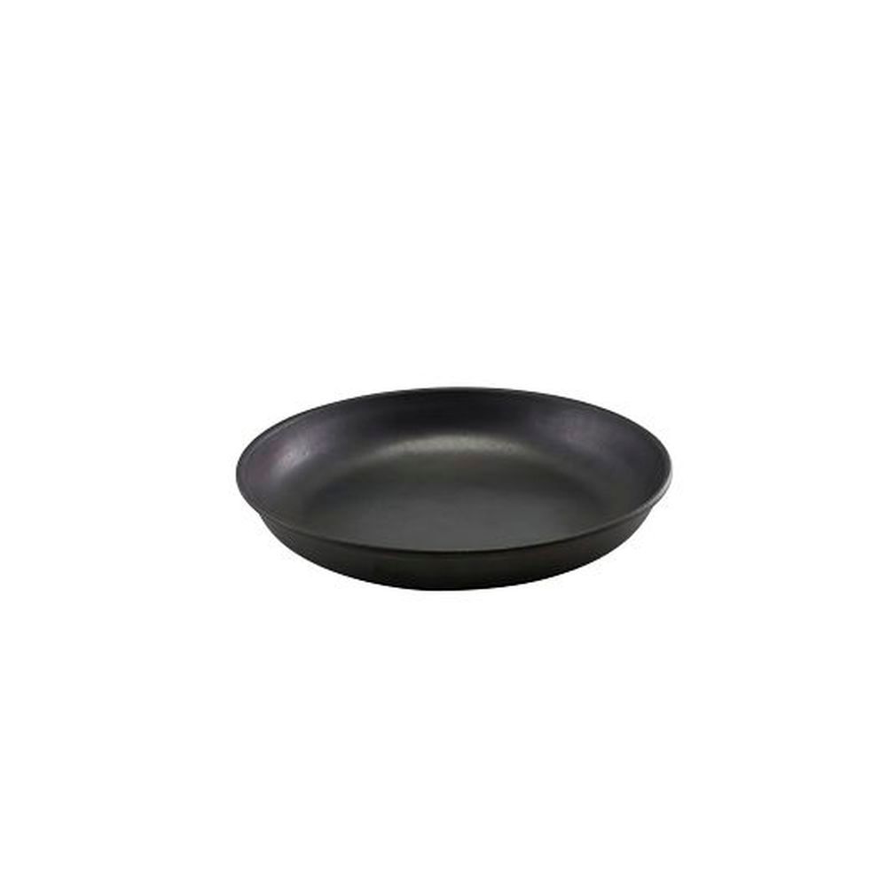 Genware Vintage Black 18/0 Stainless Steel 9.75 Inch Coupe Plate, 12 Count