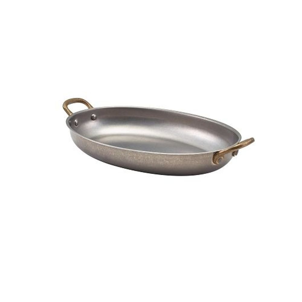 Genware Vintage Stainless Steel 1 Quart Oval Dish, 6 Count