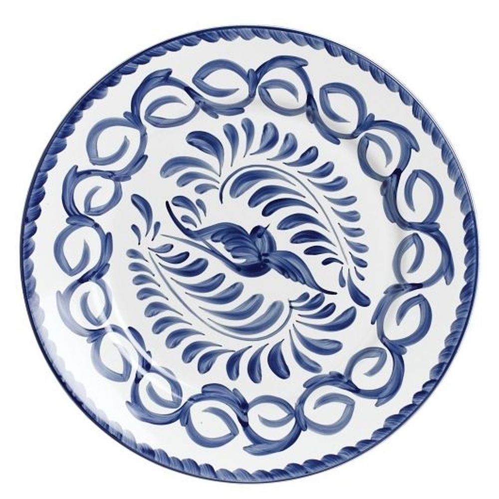 Anfora Puebla Alumina Vitrified 13 Inch Dia Blue Chop Plate, 12 Count