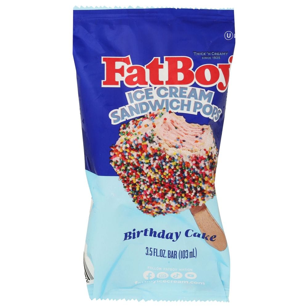 Fatboy Birthday Cake Ice Cream Sandwich Pop, 14 Fluid Ounce -- 8 Per Case