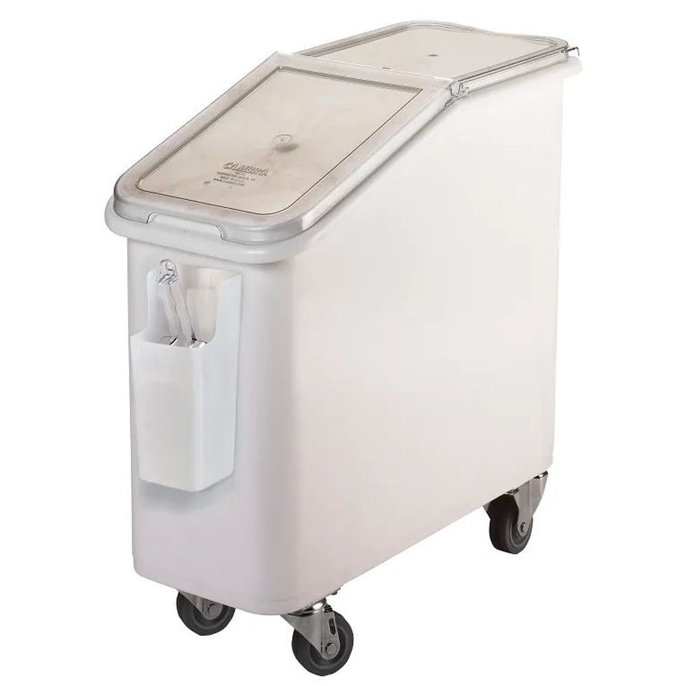 Cambro White 21 Gallon Slant Top Mobile Ingredient Bin With Two Piece Sliding Lid, 13 X 29 1?2 X 28 Inch