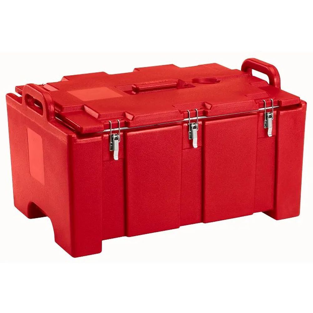 Cambro Camcarriers 100 Series Hot Red Insulated Top Loading Food Pan Carrier With Hinged Lid, 26 3/4 X 15 X 18 Inch