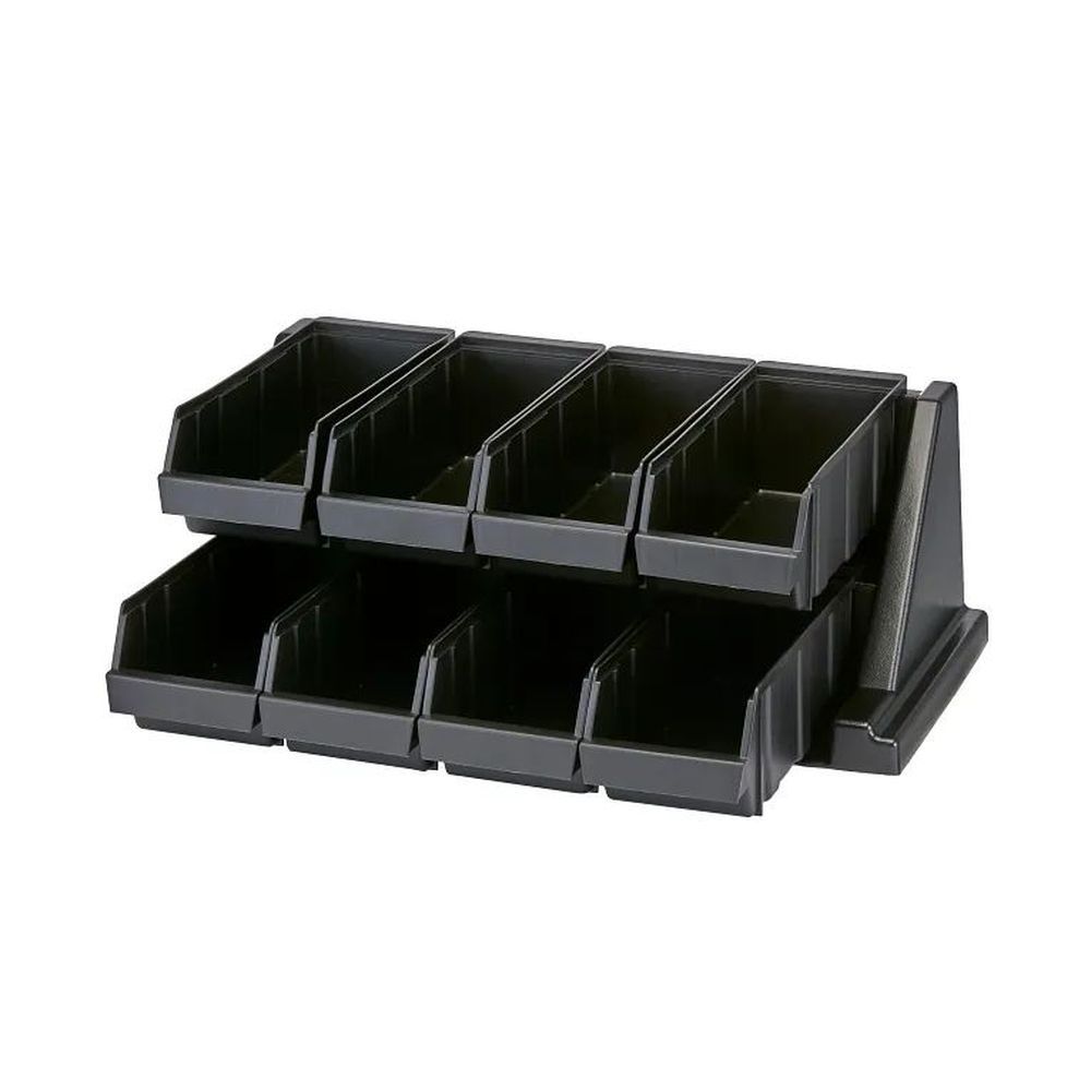 Cambro Black Polyethylene Versa Organizer Rack With 8 Bins, 25 1/8 X 17 1/4 X 9 1/4 Inch