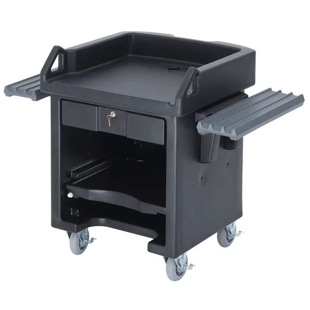 Cambro Black Versa Cart With Dual Tray Rails And Standard Casters, 52 3/4 X 32 1/4 X 43 Inch