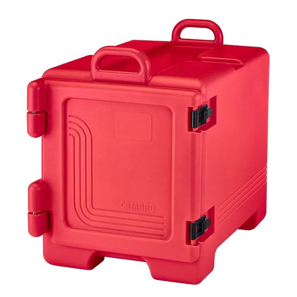 Cambro Hot Red Insulated Front Loading Sheet Pan, Trays And Food Pan Combo Carrier, 17 X 25 3/4 X 22 3/8 Inch