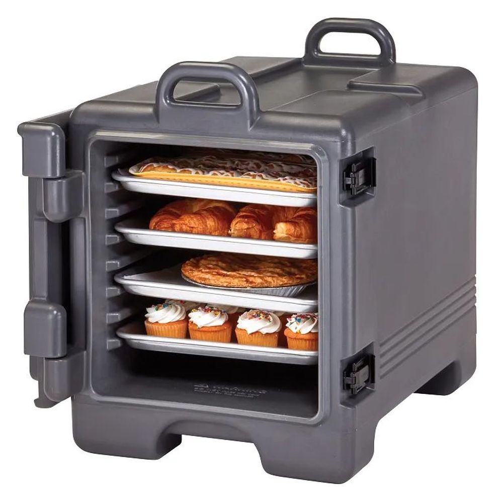 Cambro Charcoal Gray Insulated Front Loading Sheet Pan, Trays And Food Pan Combo Carrier, 17 X 25 3/4 X 22 3/8 Inch