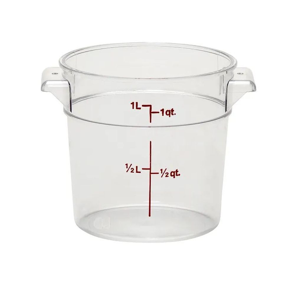 Cambro Camwear Classic Camrounds Clear Polycarbonate Round Food Storage Container, 1 Quart Capacity -- 12 Per Case