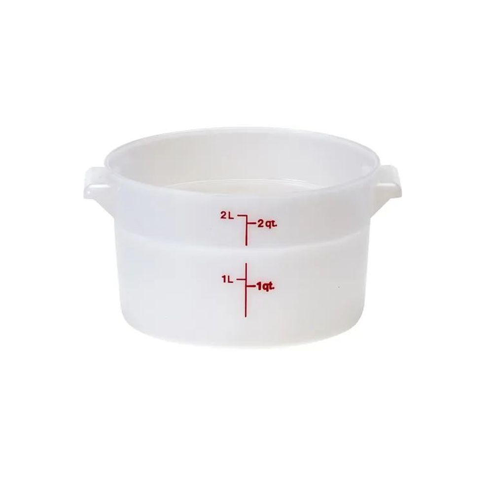 Cambro Camrounds Classic Series Natural White Poly Round Food Storage Container, 2 Quart -- 12 Per Case