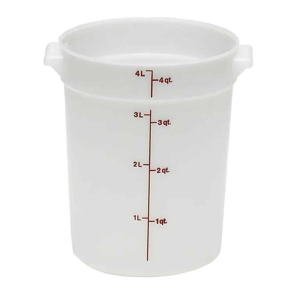 Cambro Camrounds Classic Series Natural White Poly Round Food Storage Container, 4 Quart Capacity -- 12 Per Case