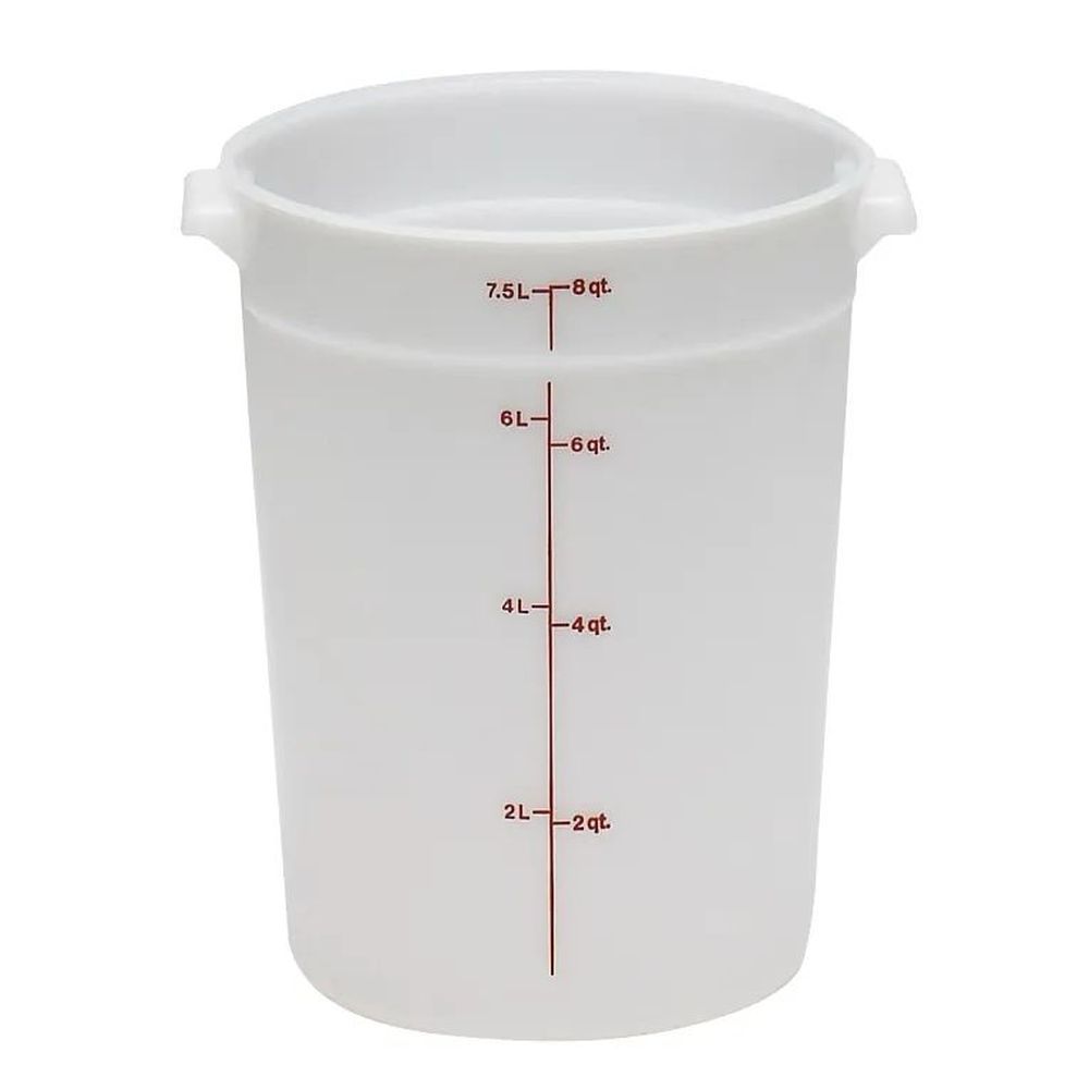 Cambro Camrounds Classic Series Natural White Poly Round Food Storage Container, 8 Quart Capacity -- 12 Per Case