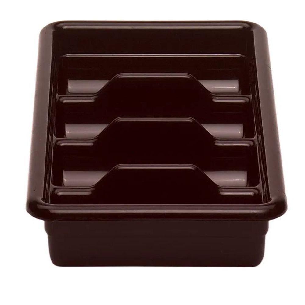 Cambro Cambox Dark Brown Poly 4 Compartment Cutlery Bus Box, 11 3/8 X 20 7/16 X 3 3/4 Inch -- 12 Per Case