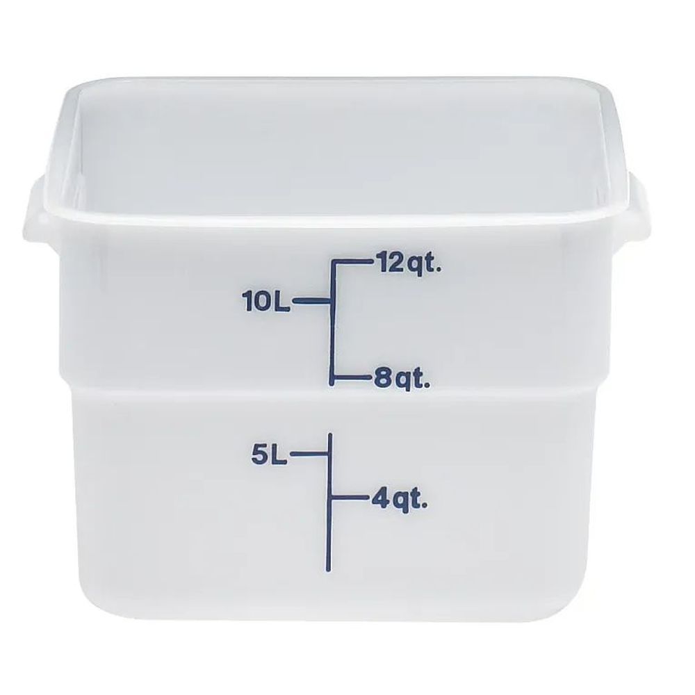 Cambro Camsquares Classic White Poly 12 Quart Food Storage Container With Midnight Blue Graduation, 11 1/4 X 12 1/4 X 8 1/4 Inch -- 6 Per Case