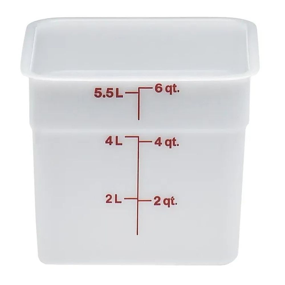 Cambro Camsquares Classic White Poly 6 Quart Food Storage Container With Winter Rose Graduation, 8 3/8 X 8 3/8 X 7 1/4 Inch -- 6 Per Case
