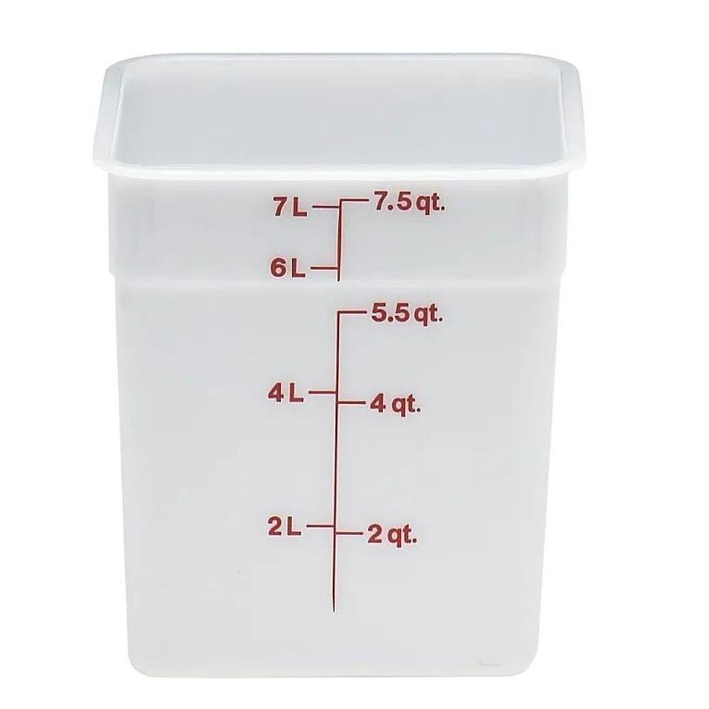 Cambro Camsquares Classic White Poly 8 Quart Food Storage Container With Winter Rose Graduation, 8 3/8 X 8 3/8 X 9 1/8 Inch -- 6 Per Case
