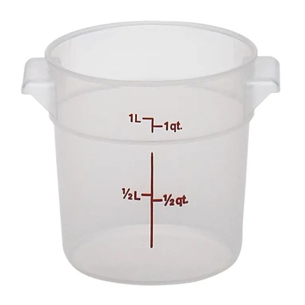 Cambro Camrounds Classic Series Translucent Plastic Round Food Storage Container, 1 Quart Capacity -- 12 Per Case