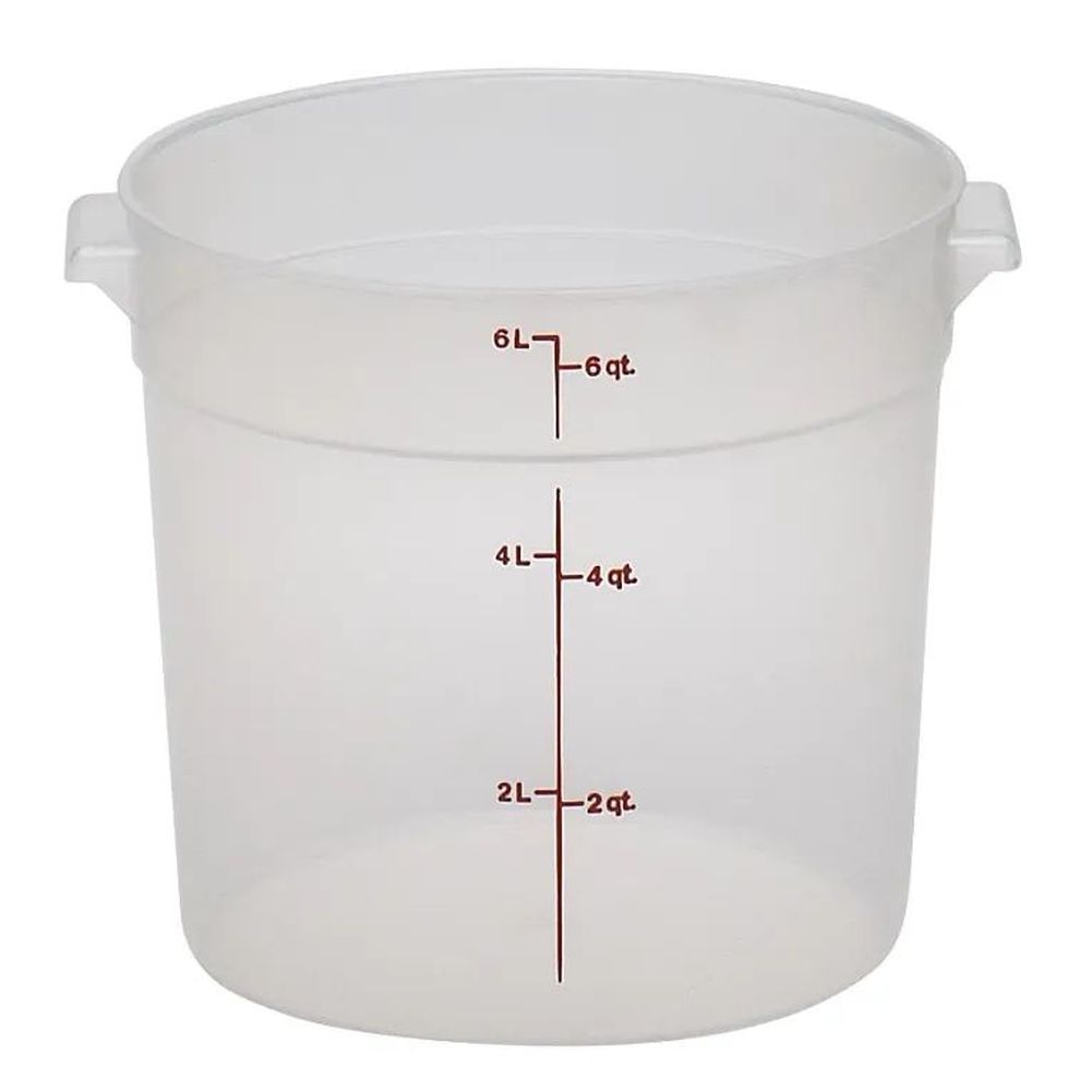 Cambro Camrounds Classic Series Translucent Plastic Round Food Storage Container, 6 Quart Capacity -- 12 Per Case