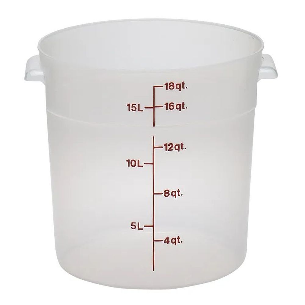 Cambro Camrounds Classic Series Translucent Plastic Round Food Storage Container, 18 Quart Capacity -- 6 Per Case