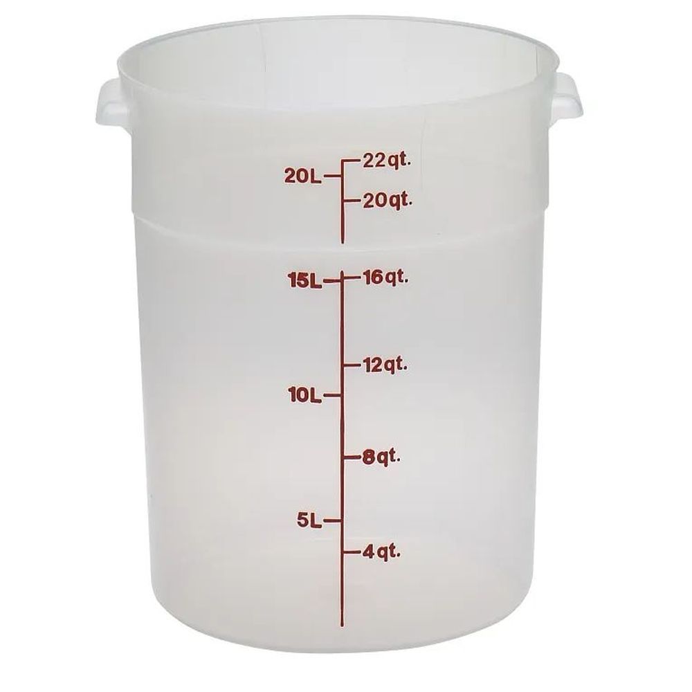 Cambro Camrounds Classic Series Translucent Plastic Round Food Storage Container, 22 Quart Capacity -- 6 Per Case