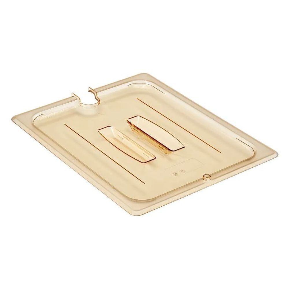 Cambro Amber Half Size Notched Cover With Handle For High Heat H-pan, 6 Count