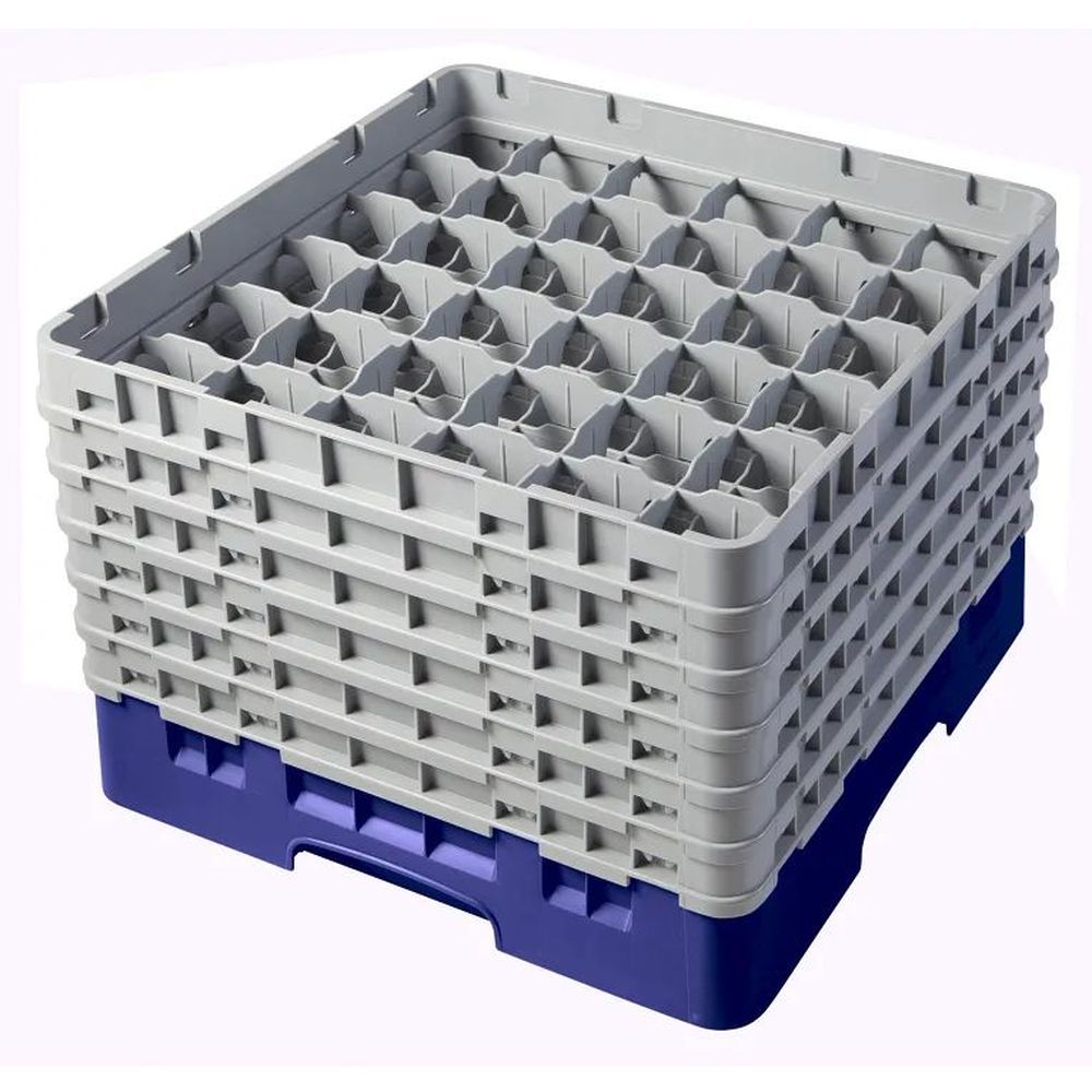 Cambro Camrack Navy Blue Plastic Full Size 36 Compartment Glass Rack For 2 7/8 X 11 3/4 Inch Glass, 19 3?4 X 19 3?4 X 13 3/4 Inch -- 2 Per Case