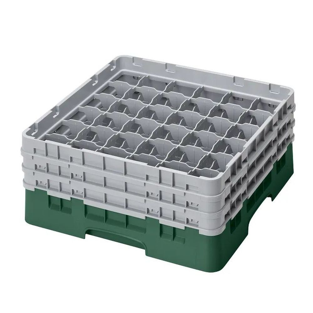 Cambro Camrack Sherwood Green Plastic Full Size 36 Compartment Glass Rack For 2 7/8 X 6 7/8 Inch Glass, 19 3?4 X 19 3?4 X 8 7?8 Inch -- 3 Per Case