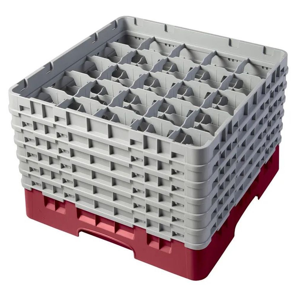 Cambro Camrack Cranberry Plastic Full Size 25 Compartment Glass Rack For 3 7/16 X 11 3/4 Inch Glass, 19 3/4 X 19 3/4 X 13 3/4 Inch -- 2 Per Case