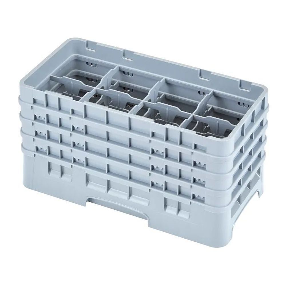 Cambro Camrack Soft Gray Plastic Half Size 8 Compartment Glass Rack For 4 1?16 X 8 1?2 Inch Glass, 19 3/4 X 10 X 10 1/2 Inch -- 2 Per Case